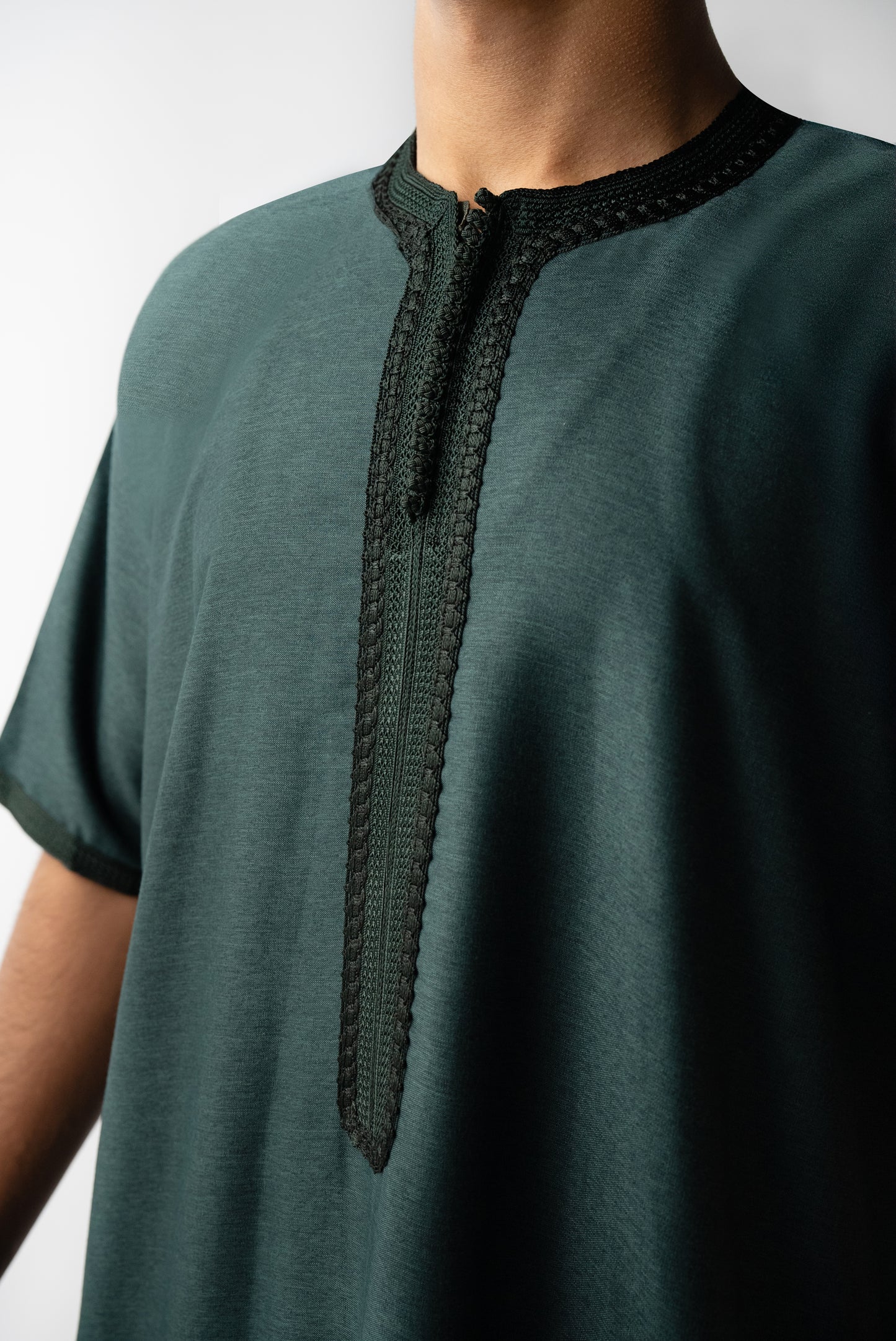 Dark Green Short Sleeve  Moroccan Qamees