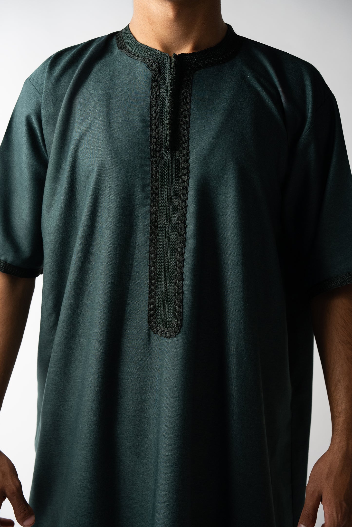 Dark Green Short Sleeve  Moroccan Qamees