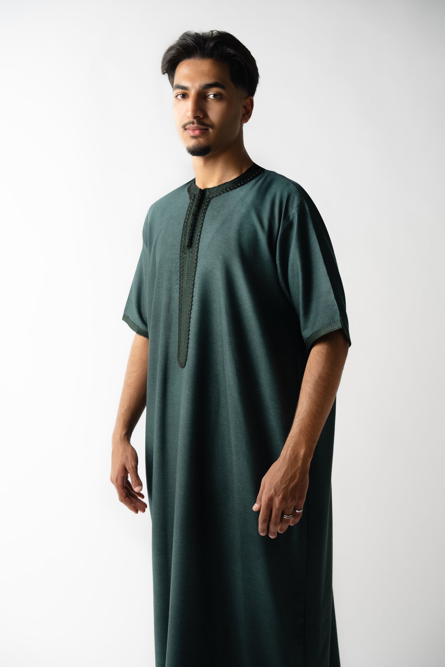 Dark Green Short Sleeve  Moroccan Qamees