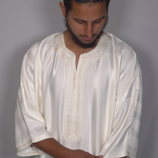 Tripple White Moroccan Gandoura 