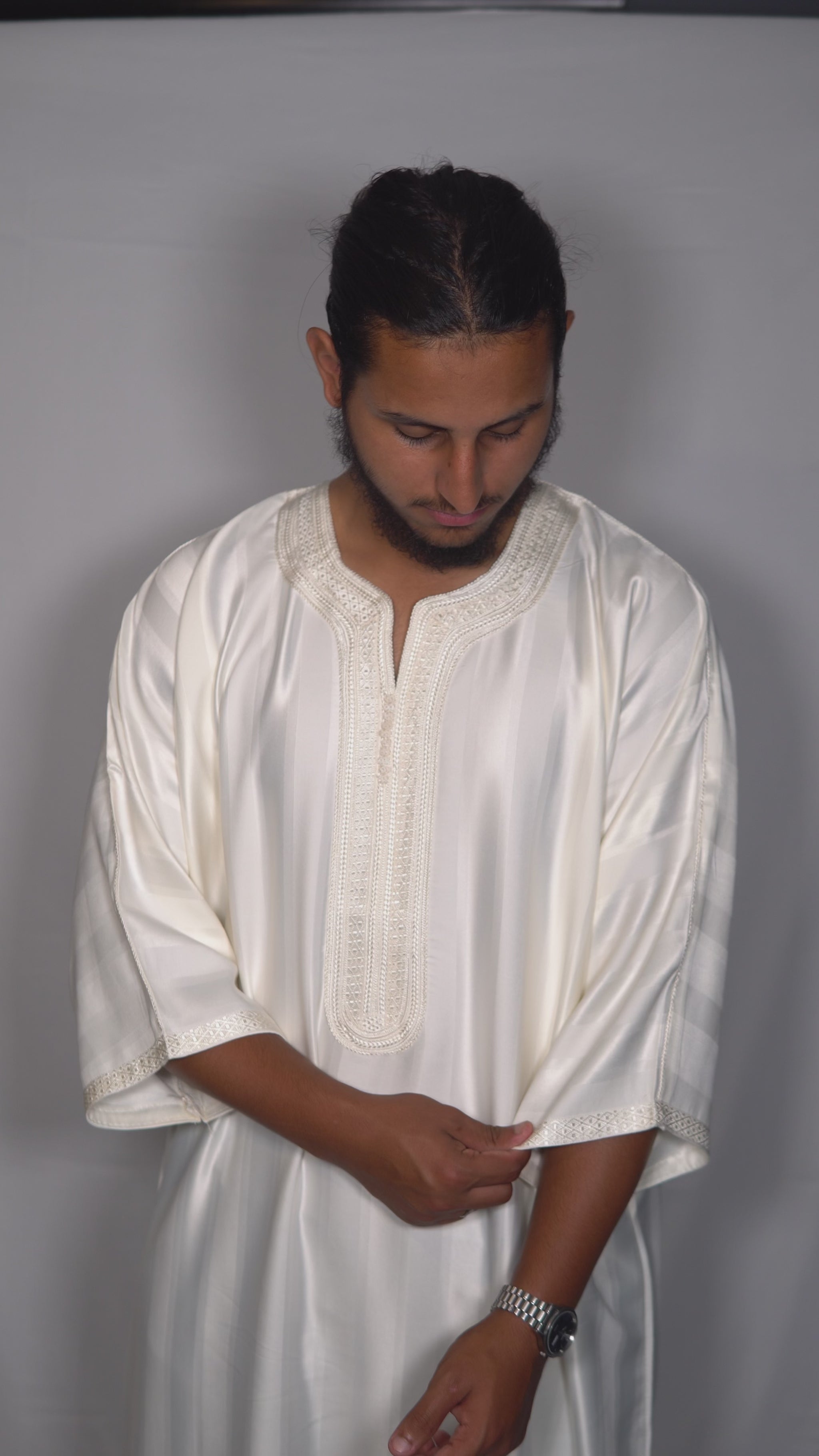 Tripple White Moroccan Gandoura 